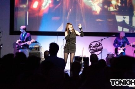 Pamela Falcon onstage at the Afterwork party at Rudas Studios