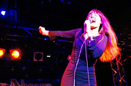 Pamela Falcon performing for a New York Nights show